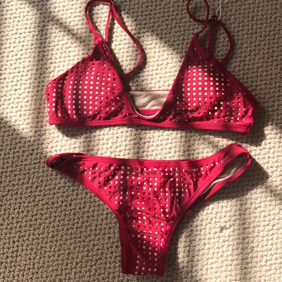 Swim Burgundy Square Laser Cut Bikini Poshmark
